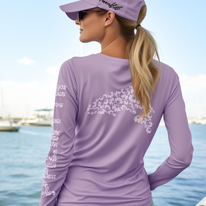 Palmyth Womens UPF 50+ Fishing Shirts Sun Protection Long Sleeve T-Shirt (Purple/Trout, L) - Image 4